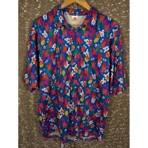 Nashville Sounds Hawaiian Shirt Men's‎ XL Red Blue Floral Button Up Logo